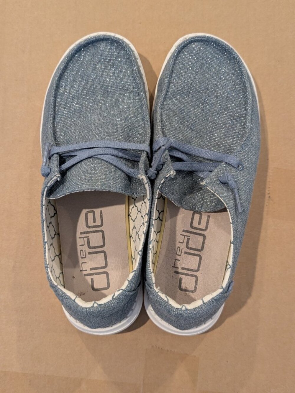 Hey Dude Ladies Wendy Canvas Sparkling Blue Stone Slip On Shoes, size 7